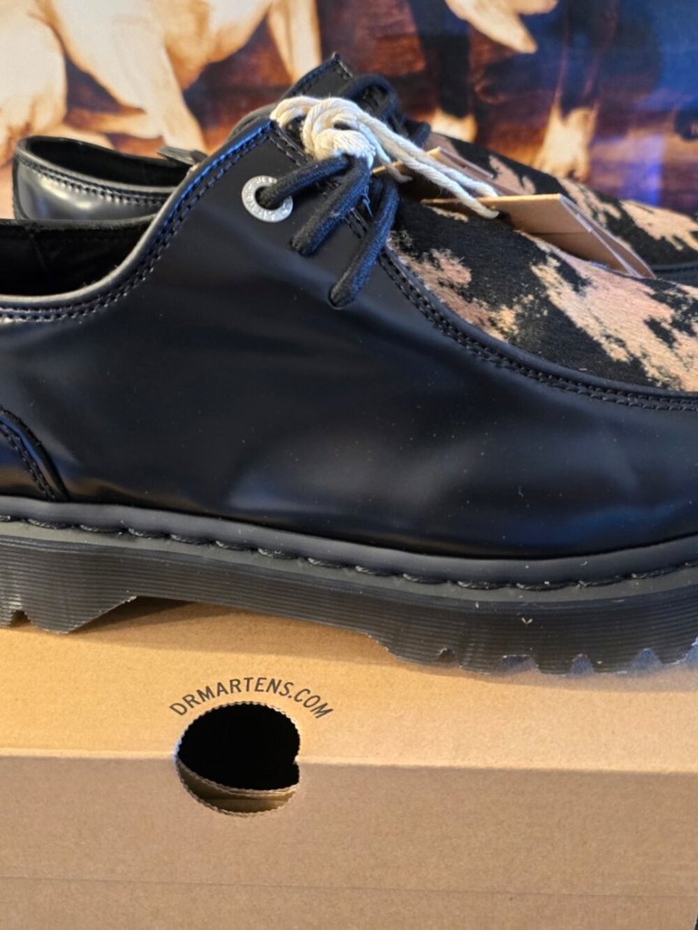 Dr. Martens Zeffir 3I Bex Buttero Hair On Black Leather Shoes Men's Sz 12 US NEW - Picture 6 of 14